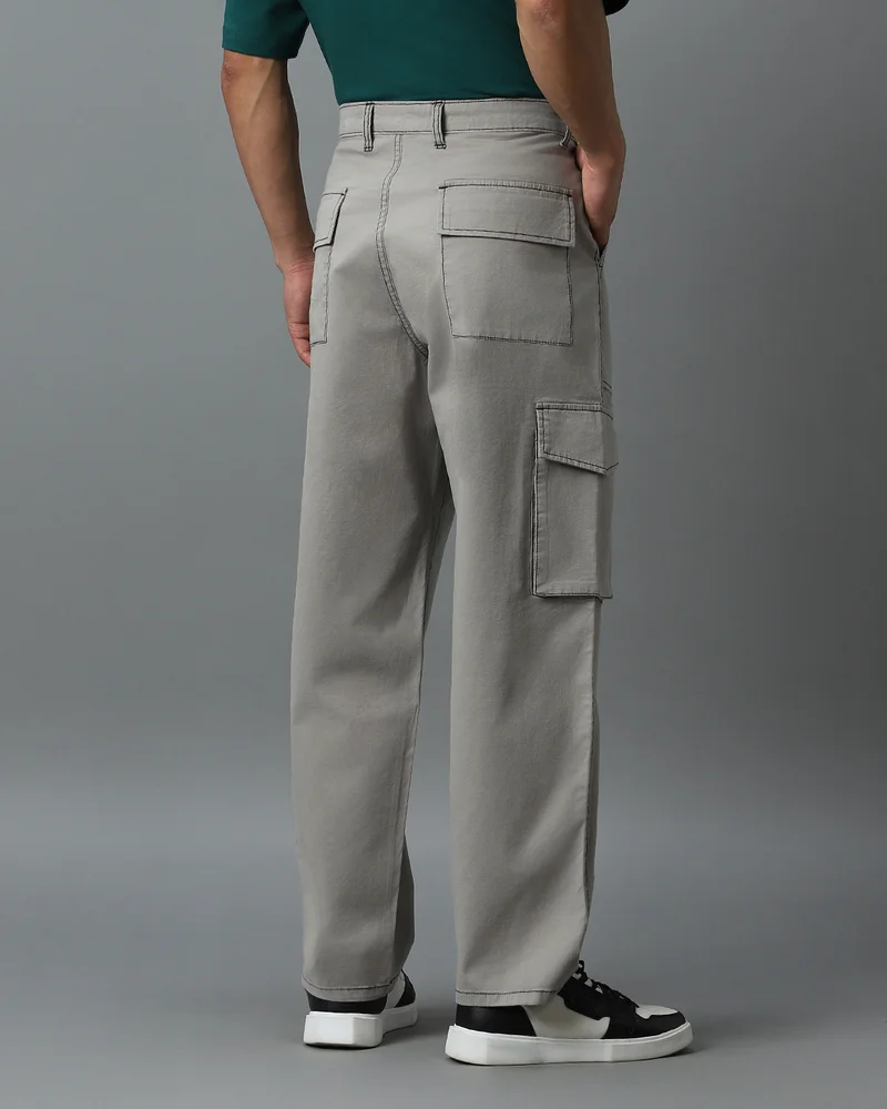 bewakoof  Men's Grey Straight Fit Cargo Pants for Men | Best Price UAE